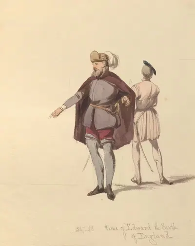 Sketches of costume Pl.095 by John Richard Coke Smyth, 1842 — digital art print download