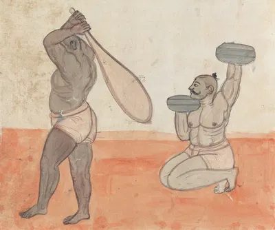 A Pair of Jeyties Weightlifting by Гангарама Чинтаман Тамбат — digital art print download