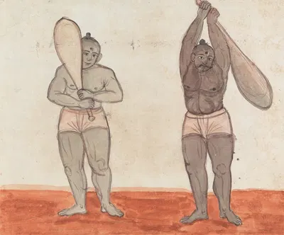 Two Jeyties Weightlifting by Gangaram Chintaman Tambat — digital art print download