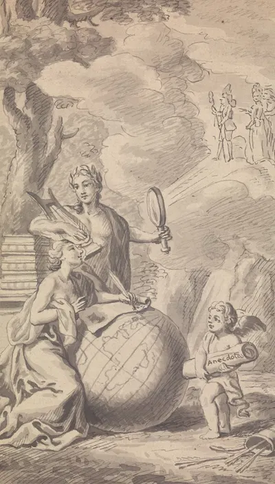 Frontispiece Vol. VII, No. I for 1775 from Town and Country Magazine by Isaac Taylor — digital art print download
