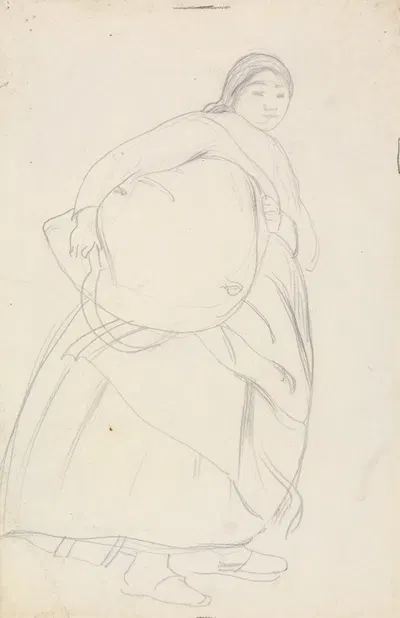 Woman Carrying a Sack of Cut Grass by James Havard Thomas — digital art print download