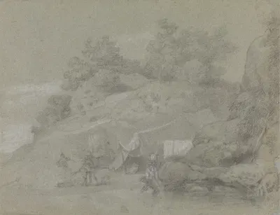 A River by a Rocky Bank with Figures, Possibly in India by Johan Joseph Zoffany — digital art print download