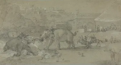 Elephants Fighting by Johan Joseph Zoffany — digital art print download