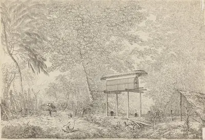 A Toopapapoo of a Chief, with a Priest Making his Offering to the Morai, in Huoheine by Джон Уэббер, 1789 — digital art…