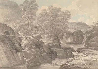 Pont-y-Pair on the River Llugwy near Betws-y-Coed, Denbigh by Джон Уэббер, 1791 — digital art print download