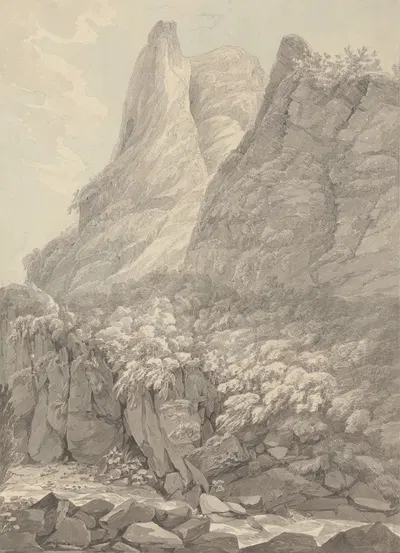 Thurshouse Tor from the river Manifold, Derbyshire by Джон Уэббер — digital art print download
