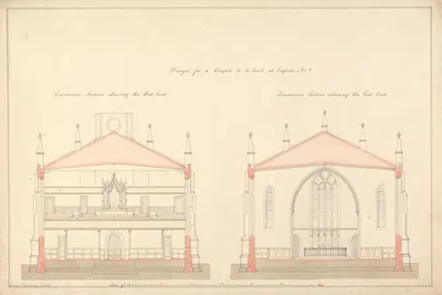 Design for a Chapel at Enfield; Transverse Sections, East and West End by Lewis Vulliamy — digital art print download