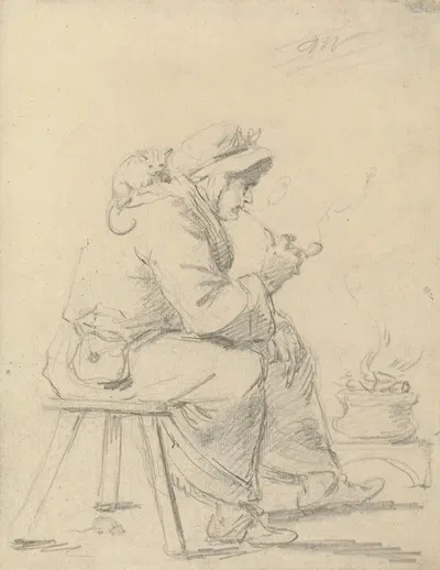 An Old Woman Smoking a Pipe by Thomas Worlidge — digital art print download