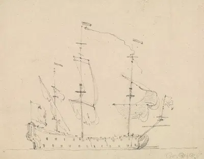 A Three Mast Warship by Виллем ван де Вельде младший — digital art print download