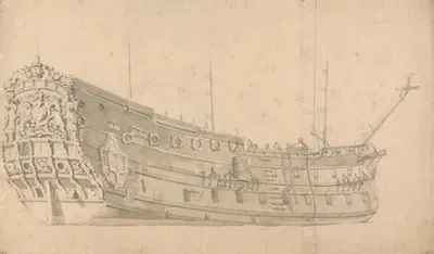 An English Man of War, Starboard Quarter View by Виллем ван де Вельде младший — digital art print download