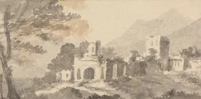 Italian Landscape with Ruined Castle by Уильям Тавернер — digital art print download