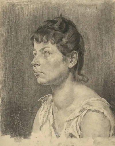 Podobizeň dievčaťa so zdvihnutou hlavou by Ákos Aranyossy, 1888 — digital art print download