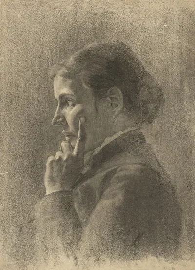 Podobizeň ženy opretej o ľavú ruku by Ákos Aranyossy, 1888–1893 — digital art print download
