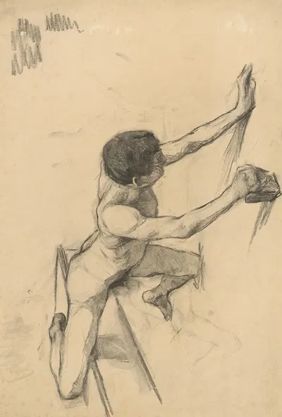 Štúdia aktu kľačiaceho muža by Ákos Aranyossy, 1888–1893 — digital art print download