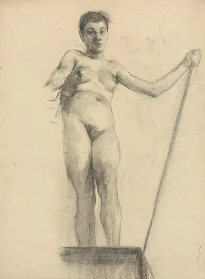Štúdia aktu stojacej ženy by Ákos Aranyossy, 1888–1893 — digital art print download