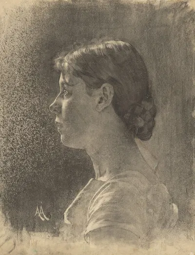 Štúdia hlavy mladej ženy by Ákos Aranyossy, 1890–1895 — digital art print download