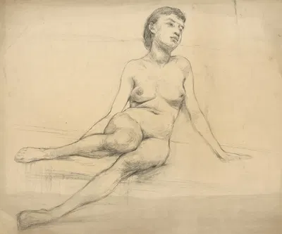 Štúdia sediaceho ženského aktu. by Ákos Aranyossy, 1888–1893 — digital art print download