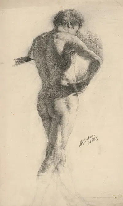 Štúdia stojaceho muža s rukou opretou o bok by Ákos Aranyossy, 1888 — digital art print download