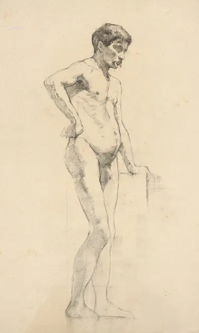 Štúdia stojaceho mužského aktu by Ákos Aranyossy, 1888–1893 — digital art print download