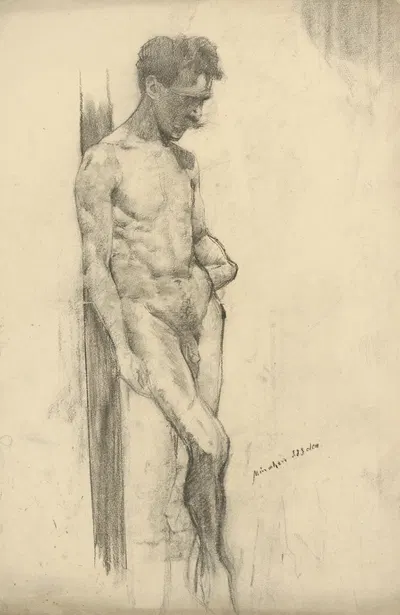 Štúdia stojaceho mužského aktu by Ákos Aranyossy, 1889 — digital art print download