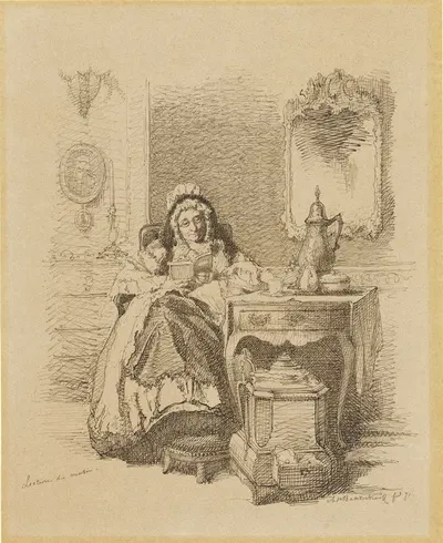 Lezende oude dame by Alexander Hugo Bakker Korff, 1871 — digital art print download