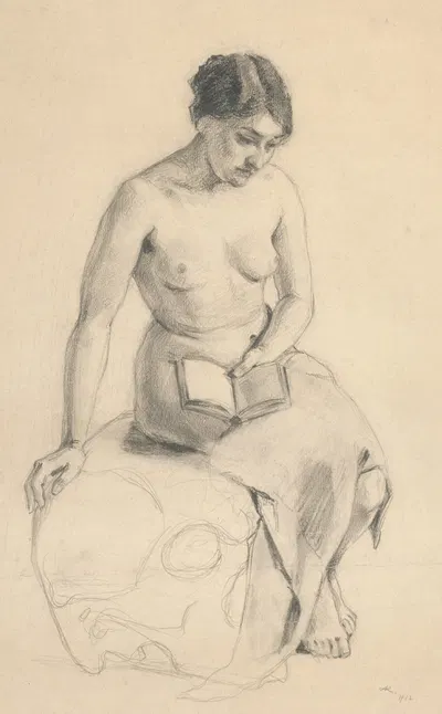 Study of a Seated Female Nude by Андрей Ковачик, 1912 — digital art print download