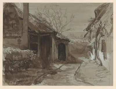 Dorpsgezicht te Dongen by Огюст Аллебе — digital art print download