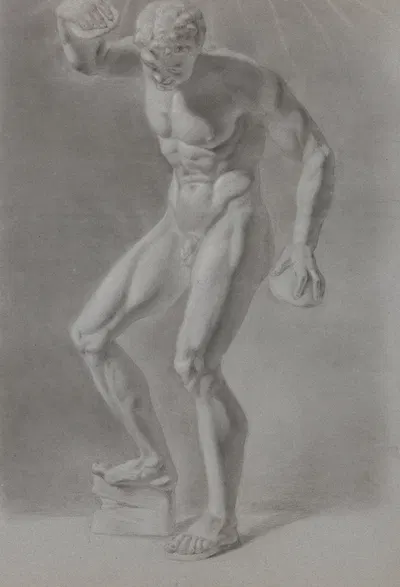 Figuurstudie van een staande man, van voren gezien by Огюст Аллебе, 1826 — digital art print download