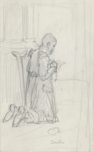 Knielende man, biddend in een kerk by Огюст Аллебе, 1848 - 1927 — digital art print download