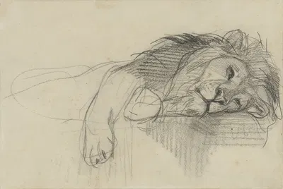 Liggende leeuw by Огюст Аллебе, 1848 - 1927 — digital art print download