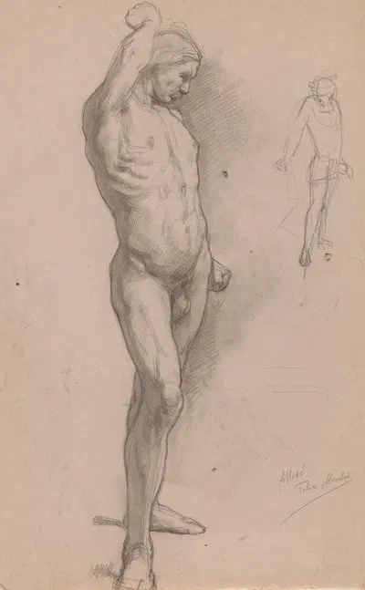 Mannelijk naakt, van voren by Огюст Аллебе, 1848 - 1927 — digital art print download