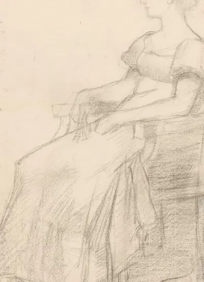 Portret en een vrouw zittend op een stoel by Огюст Аллебе, 1848 - 1927 — digital art print download
