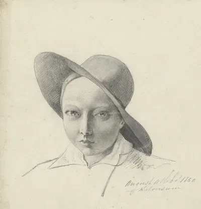 Portret van een jongen met een hoed by Огюст Аллебе, 1850 — digital art print download