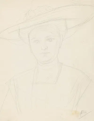 Portret van een vrouw met een hoed by Огюст Аллебе, 1848 - 1927 — digital art print download