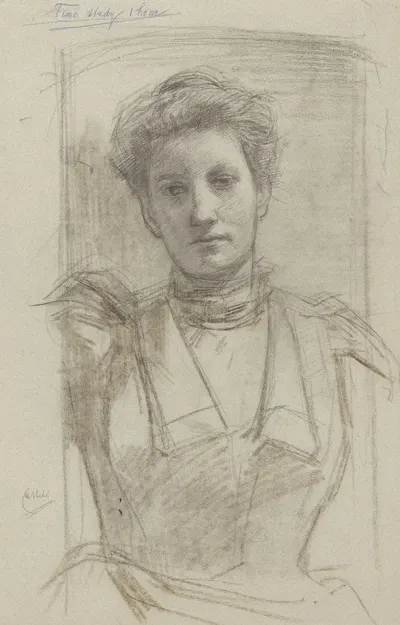Portret van een vrouw, ten halven lijve by Огюст Аллебе, 1848 - 1927 — digital art print download