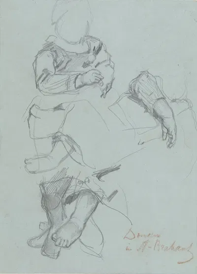Schetsen van een zittend kind by Огюст Аллебе, 1848 - 1927 — digital art print download