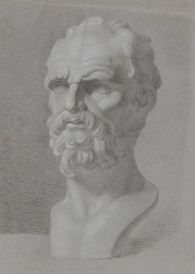 Studie van een gebeeldhouwd hoofd by Огюст Аллебе, 1826 — digital art print download