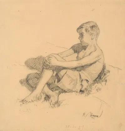 Study of a Seated Boy by Богумил Ганак, 1942 — digital art print download