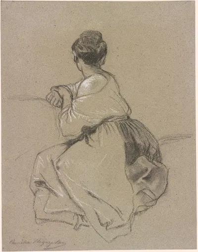 Seated Woman Seen from the Back by Camille-Joseph-Etienne Roqueplan — digital art print download