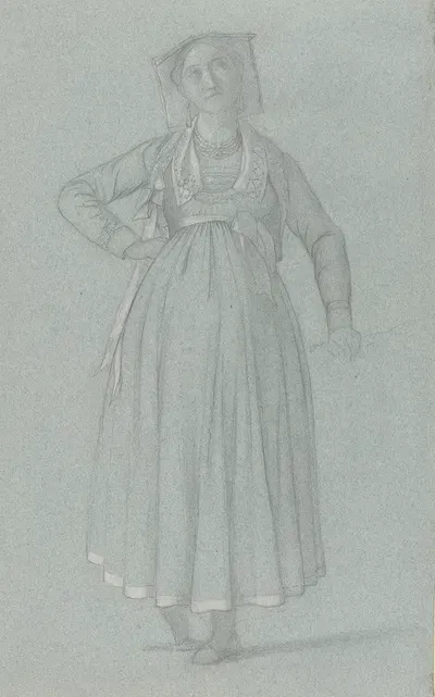Study of a Young Roman Woman by Шарль Дамур, 1836 — digital art print download