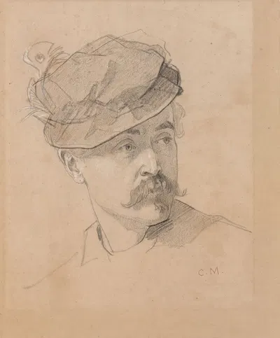 Head of a Man Wearing a Renaissance Hat by Charles Monginot — digital art print download