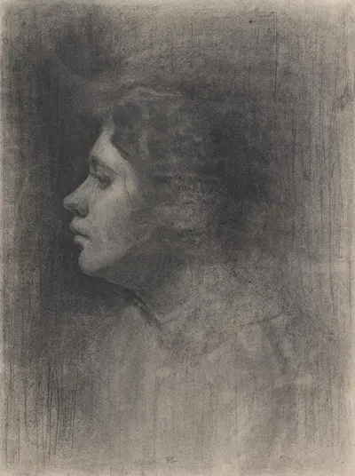 Portrait Study of Female Head by Эдуард Путра, 1911 — digital art print download
