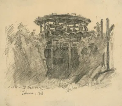 Artilery Position on Salvore Peninsula by Elemír Halász-Hradil, 1918 — digital art print download