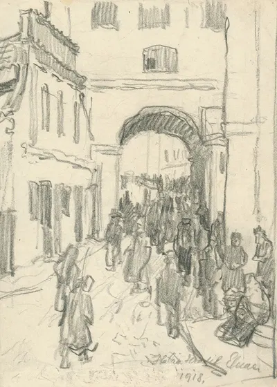 Street Bustle by Элемир Халяш-Градила, 1918 — digital art print download