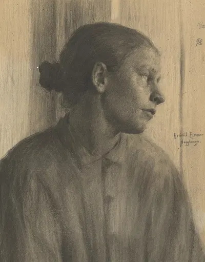 Study of a Woman's Head in Profile by Элемир Халяш-Градила, 1898 — digital art print download