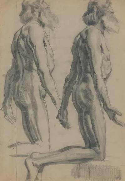 Dve štúdie kľačiaceho mužského aktu by Эмиль Алексай-Олекшак, 1908–1914 — digital art print download