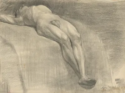 Štúdia ležiaceho mužského aktu by Эмиль Алексай-Олекшак, 1909 — digital art print download