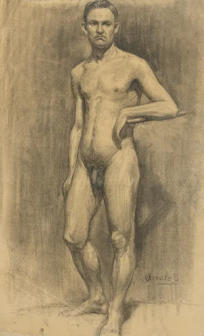 Štúdia stojaceho mužského aktu by Эмиль Алексай-Олекшак, 1908–1914 — digital art print download