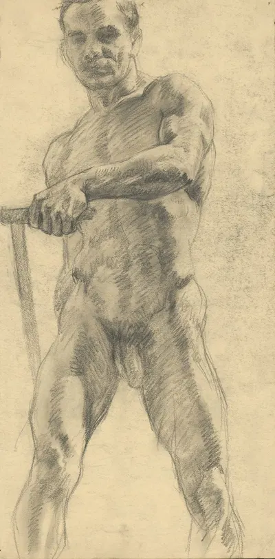 Study of a Man Holding a Cane in his Hand by Эмиль Алексай-Олекшак, 1910–1920 — digital art print download