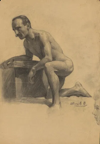 Study of a Man Kneeling on One Knee by Эмиль Алексай-Олекшак, 1910–1920 — digital art print download